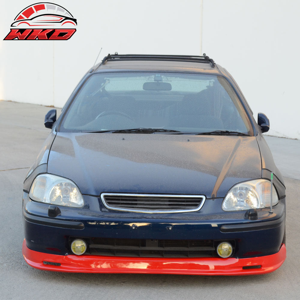 Fits 96-98 Honda Civic EK Mugen Style Painted Red Front Bumper Lip Spoiler PU