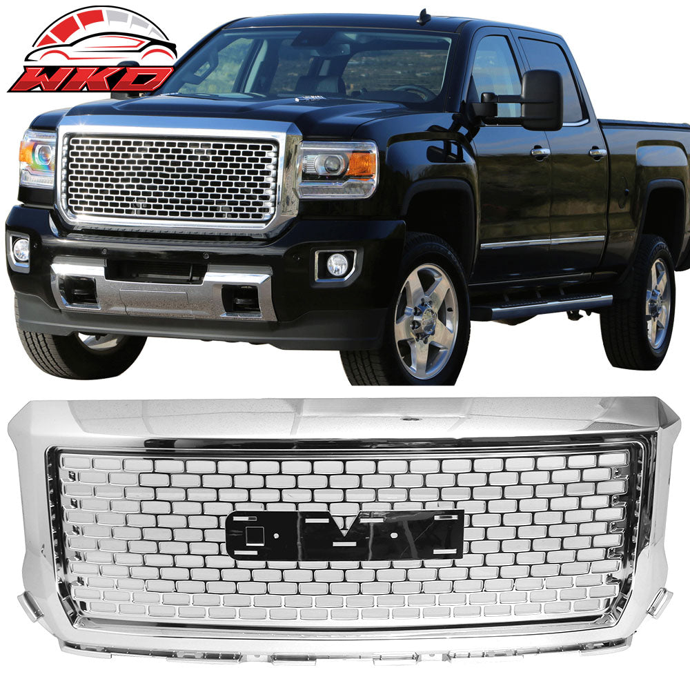 Fits 14-15 GMC Sierra 1500 Vertical Style Chrome Front Bumper Mesh Grille ABS