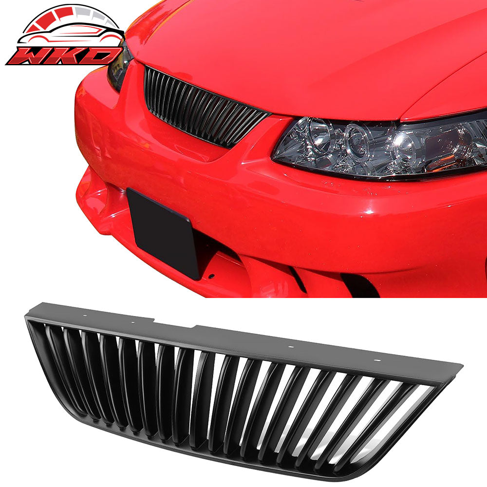 Fits 99-04 Ford Mustang Vertical Style Front Bumper Upper Grille ABS Unpainted