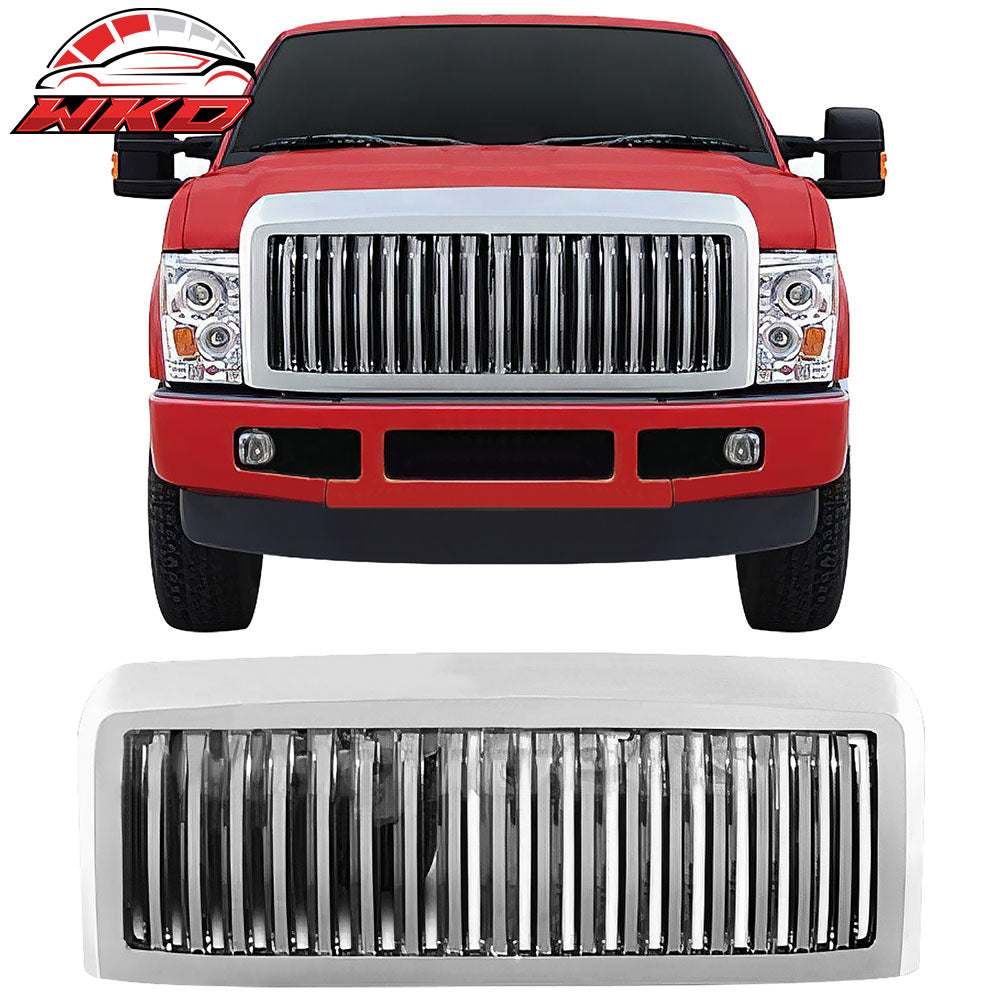Fits 2008-2009 Ford Super Duty Front Bumper Upper Mesh Grille Grill Chrome 1PC