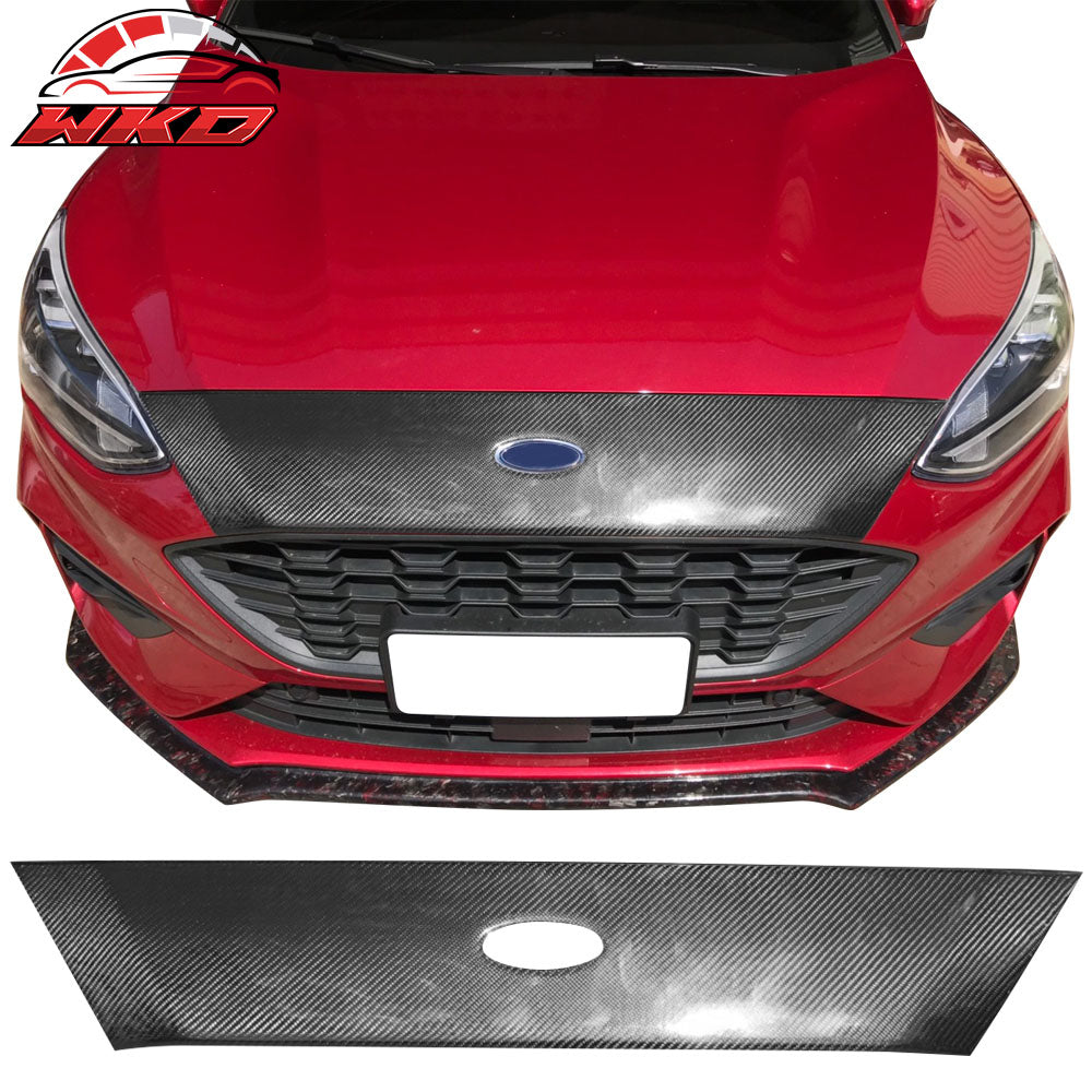Fits 18-20 Ford Focus Hatchback Carbon Fiber CF Front Upper Grille Molding Trim