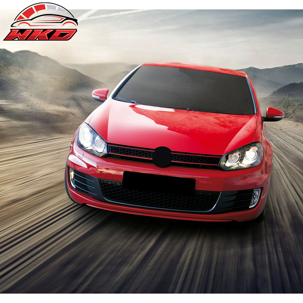 Fits 10-14 Golf MK6 Mesh GTI Style Black Red Front Grille Logo Base - ABS