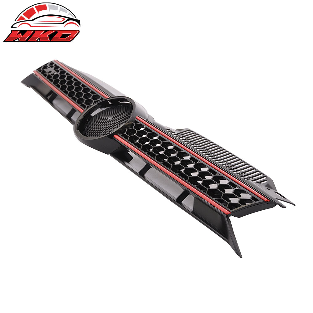 Fits 10-14 Golf MK6 Mesh GTI Style Black Red Front Grille Logo Base - ABS