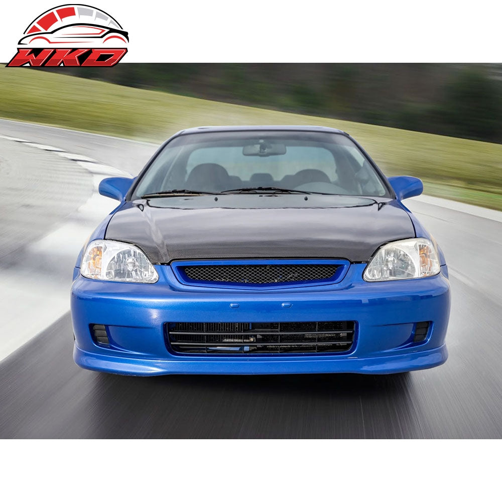 Fits 99-00 Honda Civic EK Type-R Style Front Bumper Hood Mesh Grille Grill ABS