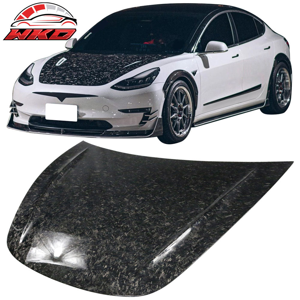 Fits 17-23 Tesla Model 3 Front Hood Bonnet Shell Cover Panel Forged Carbon Fiber