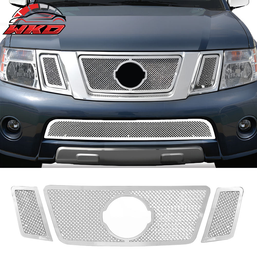 Fits 08-12 Nissan Pathfinder Mesh Chrome Front Insert Grille Stainless Steel