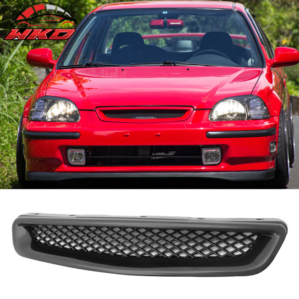 Fits 96-98 Honda Civic JDM JUN Front Bumper Lip PU + Rear Lip + TR Front Grille