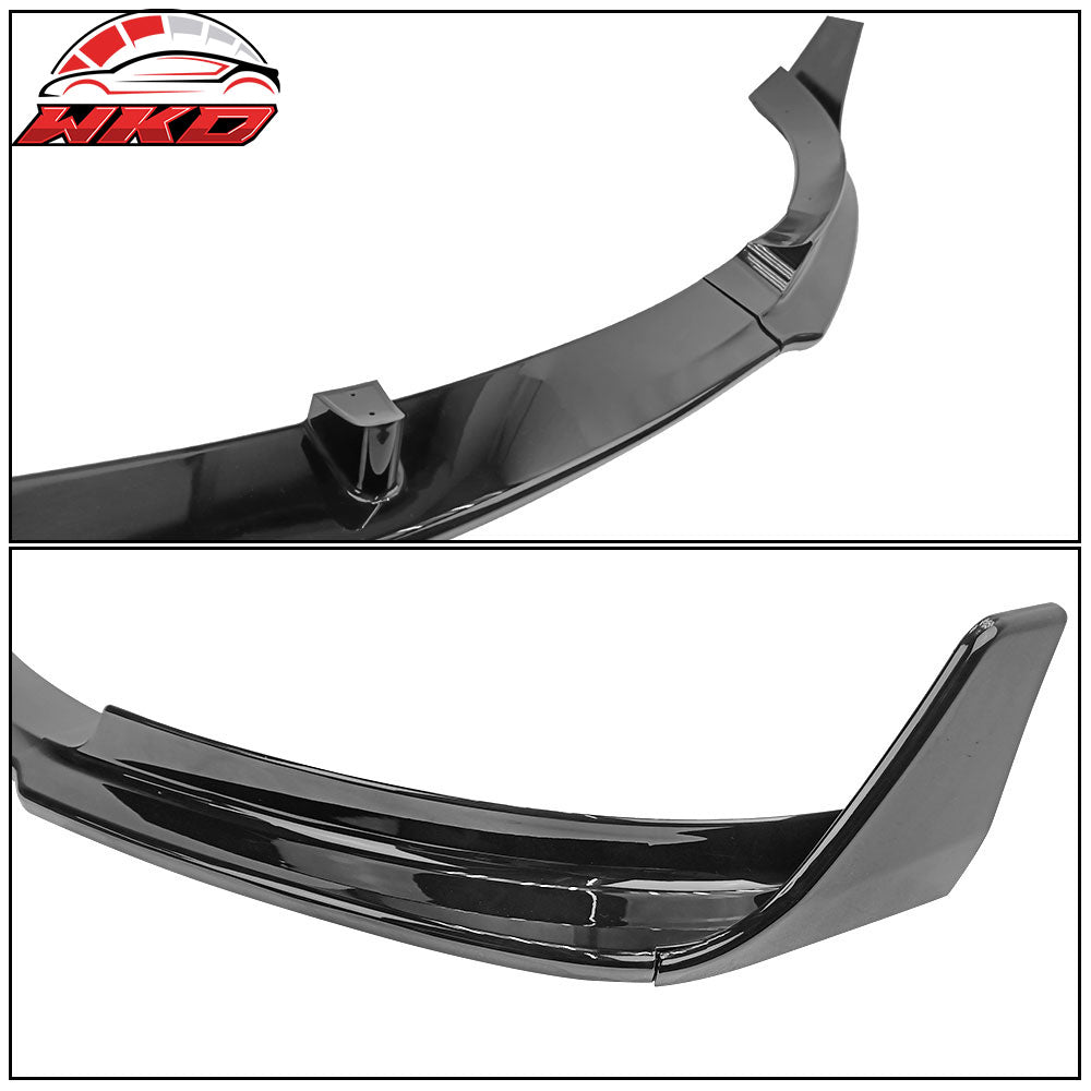 Fits 17-23 Tesla Model 3 V Style Gloss Black Front Bumper Lip Spoiler Kit PP 5PC