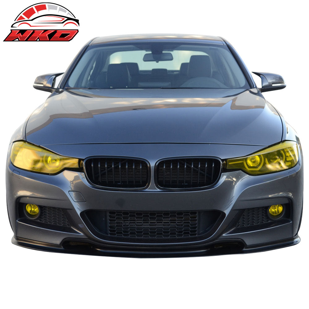 Fits 12-18 BMW F30 3 Series VR Style Front Bumper Lip Unpainted Black Spoiler PU
