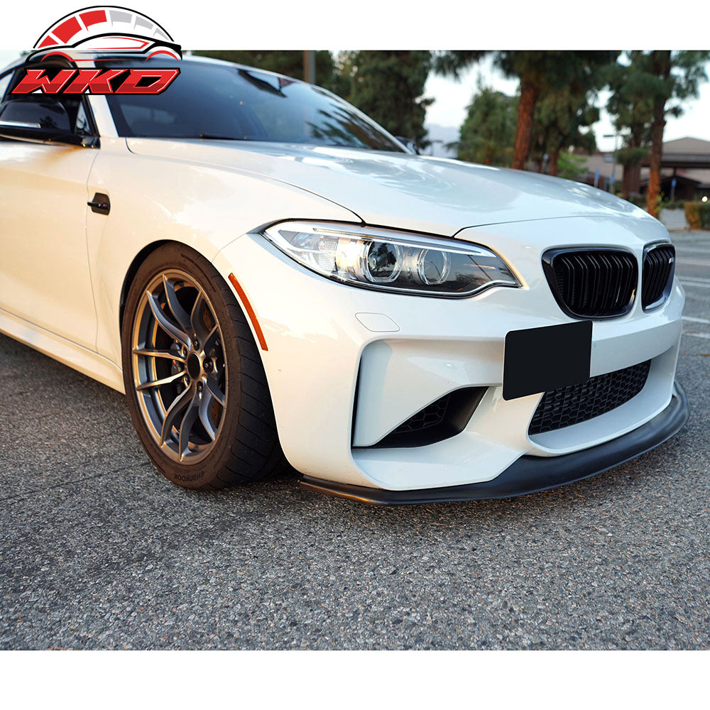 Fits 16-18 BMW F87 M2 Base MDA Style Front Bumper Lip Spoiler Unpainted Black PU