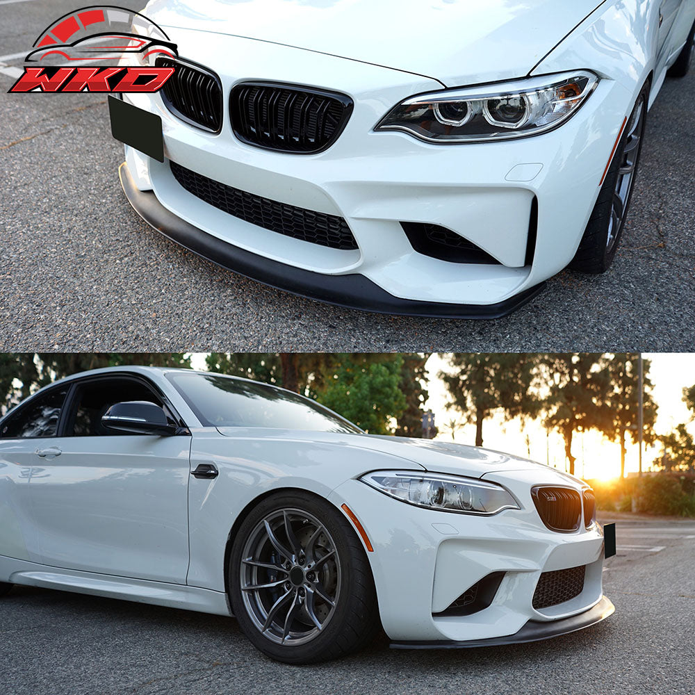 Fits 16-18 BMW F87 M2 Base MDA Style Front Bumper Lip Spoiler Unpainted Black PU