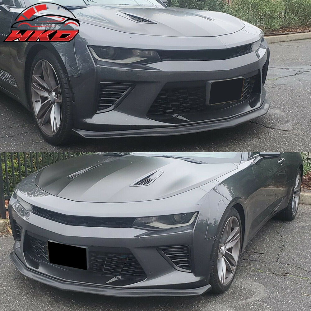 Fits 16-18 Chevy Camaro V8 SS SLP Style Front Bumper Lip Spoiler Unpainted PU