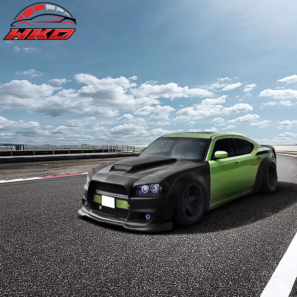 Fits 12-14 Dodge Charger SRT IKON Style Front Bumper Lip Spoiler Unpainted PU