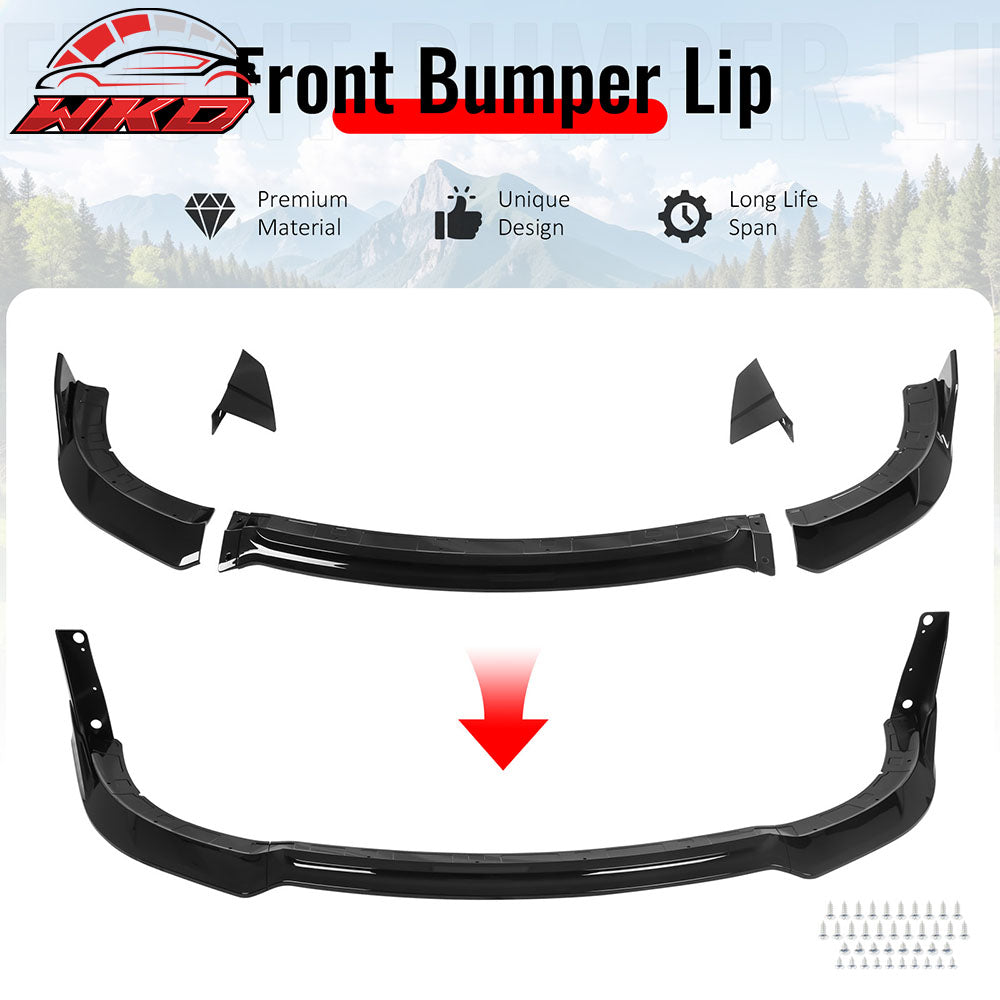 Fits 15-23 Dodge Charger SRT V4 B Style ABS Front Bumper Lip Gloss Black 5PCS