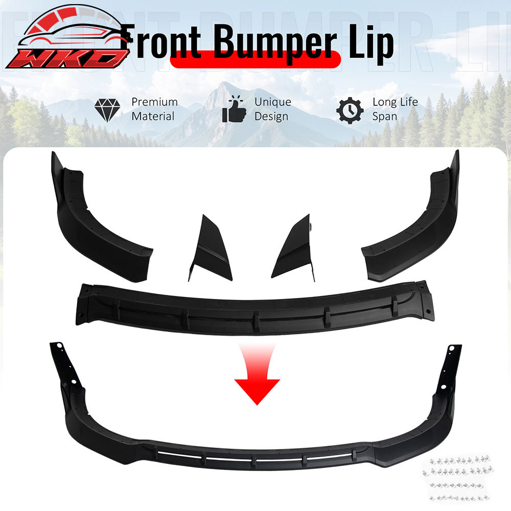 Fits 15-23 Dodge Charger SRT V5 B Style ABS Front Bumper Lip Matte Black 5PCS
