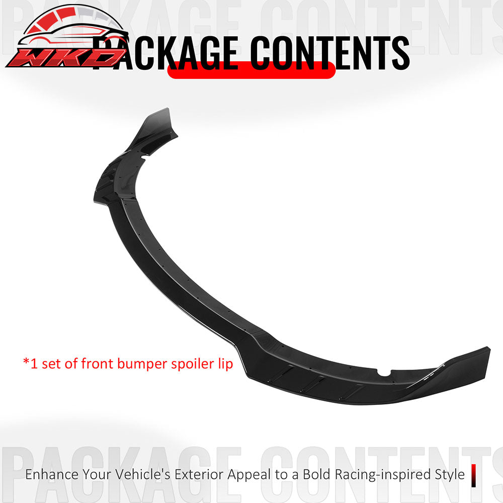 Fits 15-23 Dodge Charger SRT V6 A Style ABS Front Bumper Lip Gloss Black 3PCS