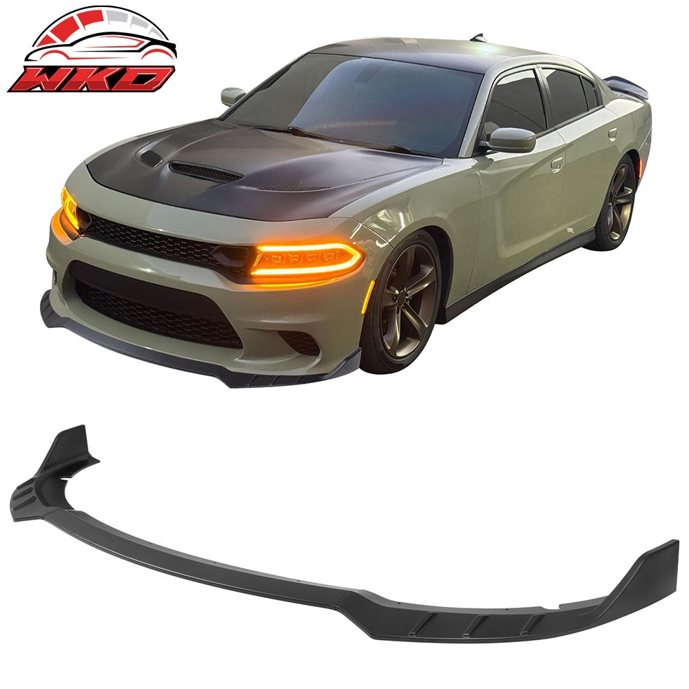 2015-23 Dodge Charger SRT V6 A Style ABS Front Bumper Lip Matte Black 3PCS | Wholesale