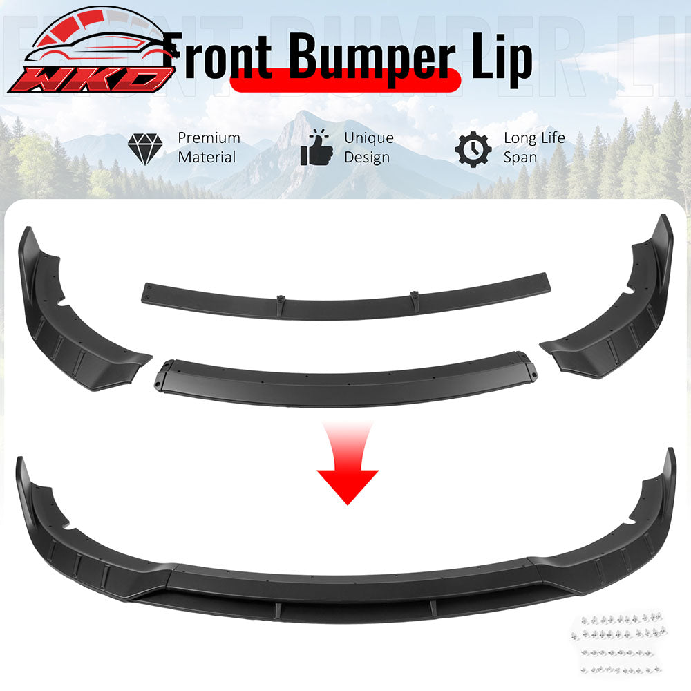 Fits 15-23 Dodge Charger SRT V6 B Style ABS Front Bumper Lip Matte Black 4PCS
