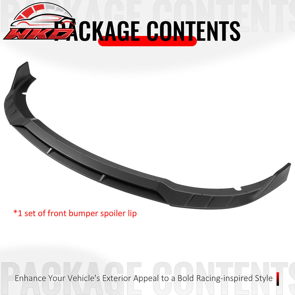 Fits 15-23 Dodge Charger SRT V6 B Style ABS Front Bumper Lip Matte Black 4PCS