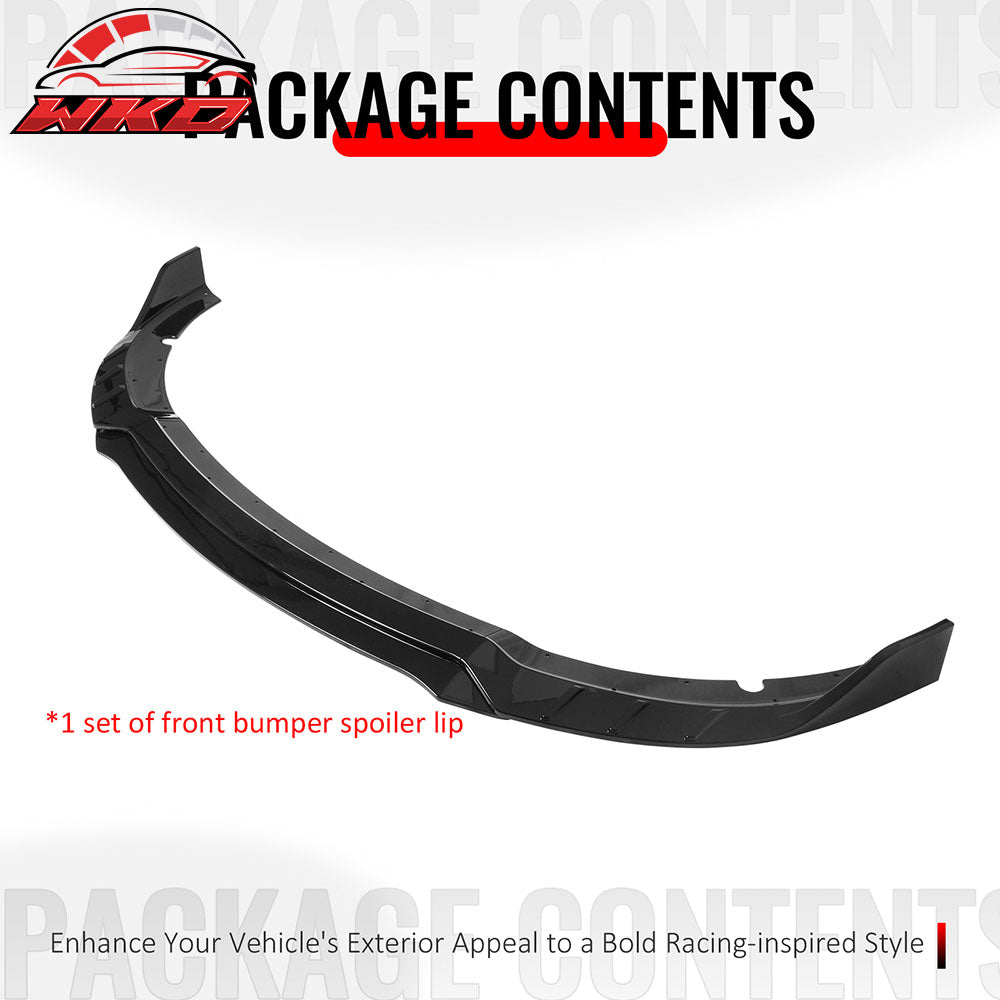 Fits 15-23 Dodge Charger SRT V6 C Style ABS Front Bumper Lip Gloss Black 4PCS