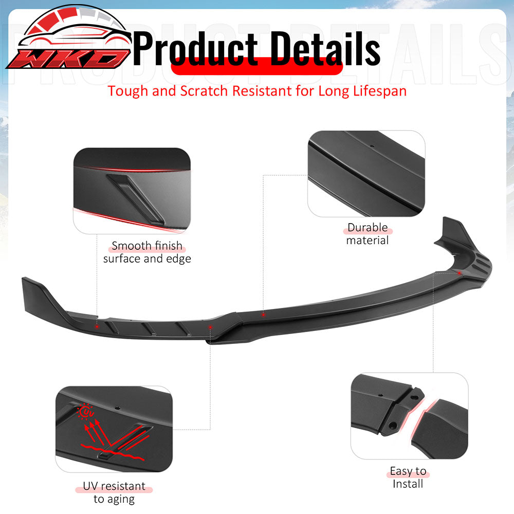 Fits 15-23 Dodge Charger SRT V6 C Style ABS Front Bumper Lip Matte Black 4PCS