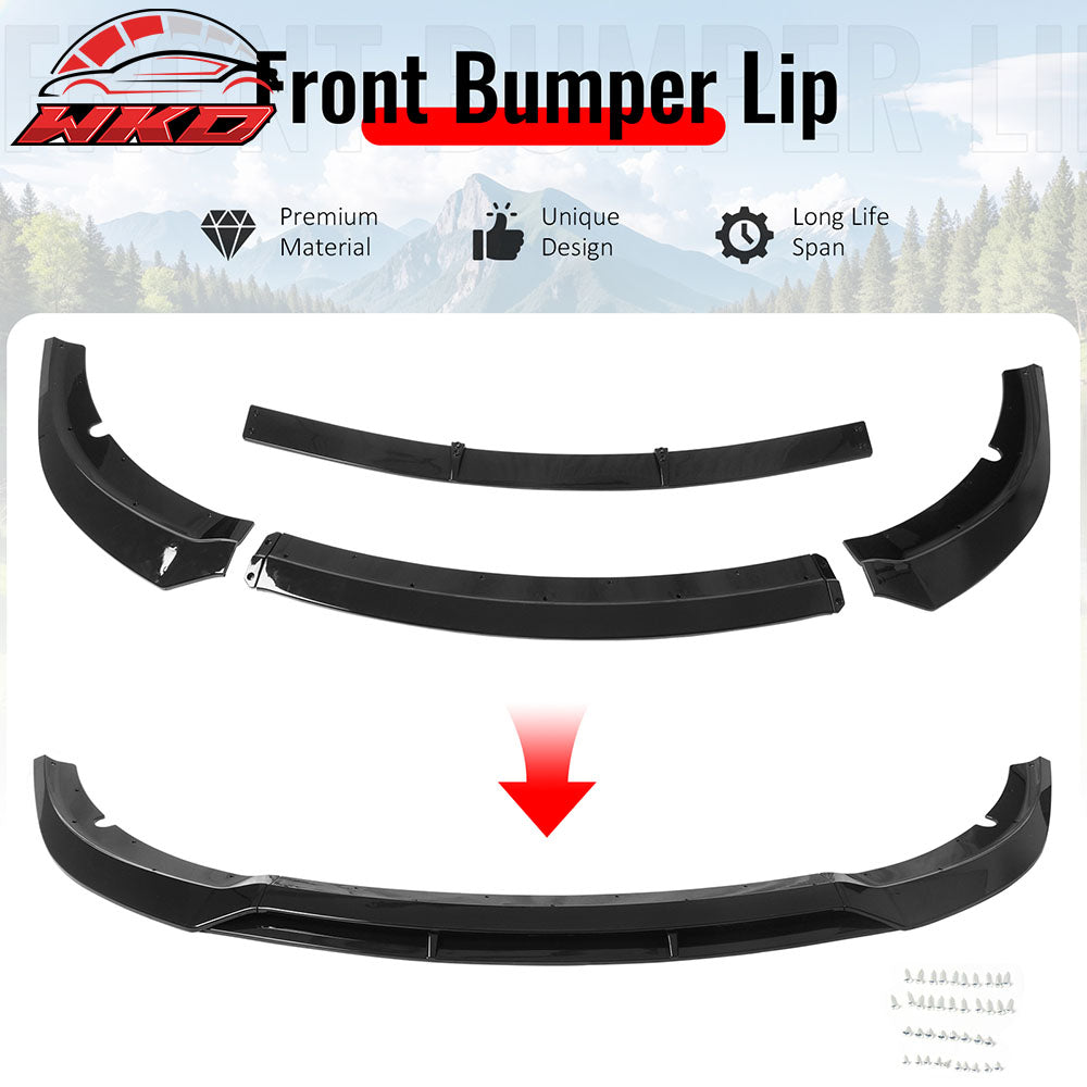 Fits 15-23 Dodge Charger SRT V7 B Style ABS Front Bumper Lip Gloss Black 4PCS