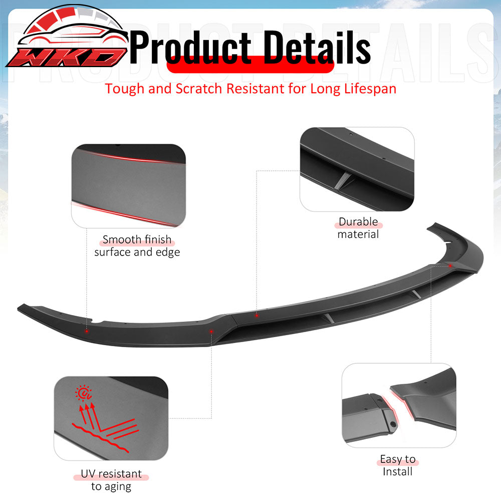 Fits 15-23 Dodge Charger SRT V7 B Style ABS Front Bumper Lip Matte Black 4PCS