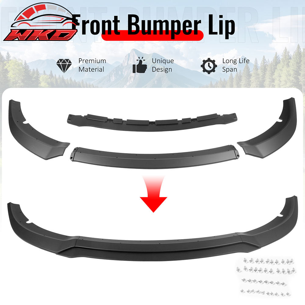 Fits 15-23 Dodge Charger SRT V7 C Style ABS Front Bumper Lip Matte Black 4PCS