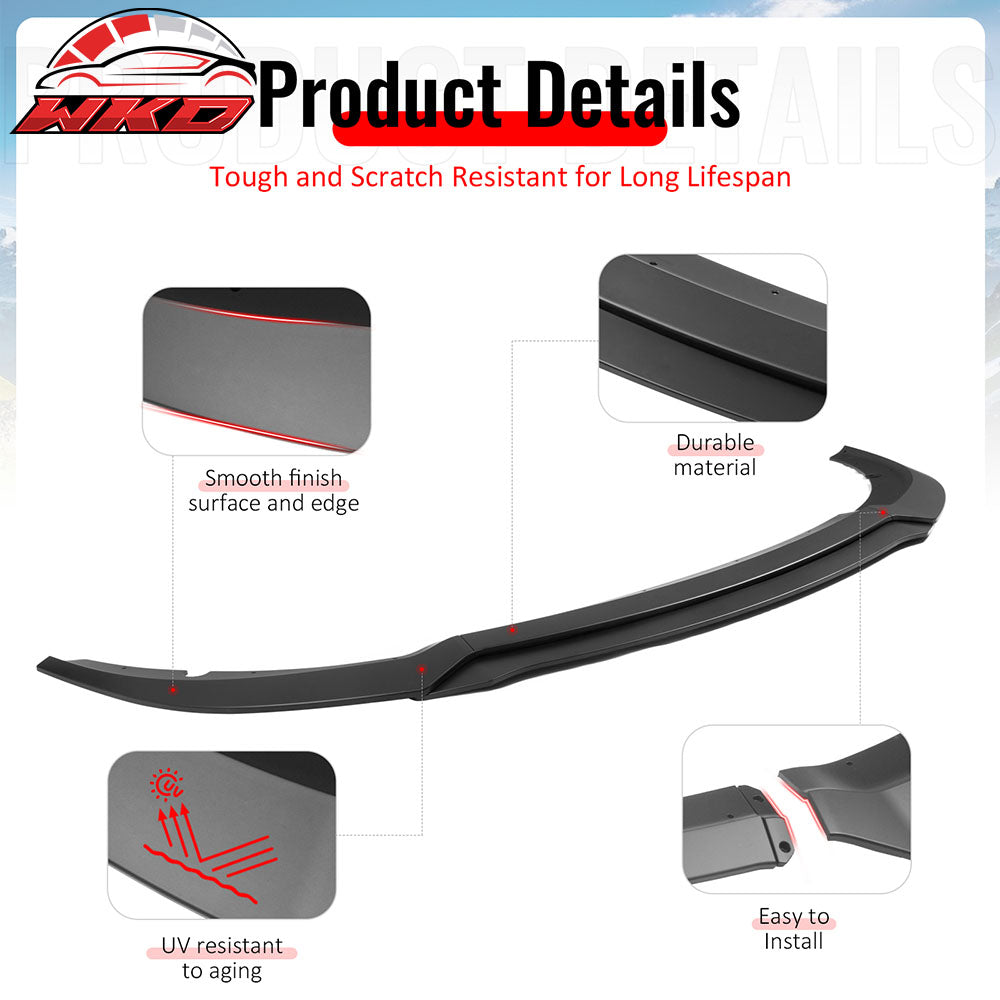 Fits 15-23 Dodge Charger SRT V7 C Style ABS Front Bumper Lip Matte Black 4PCS