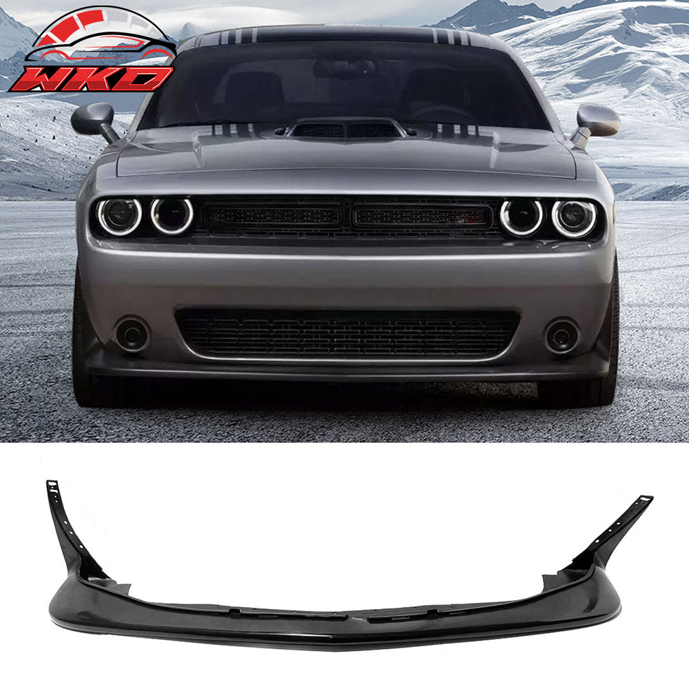 Fits 15-20 Dodge Challenger Front Bumper Lip Spoiler Splitter Unpainted Black PU