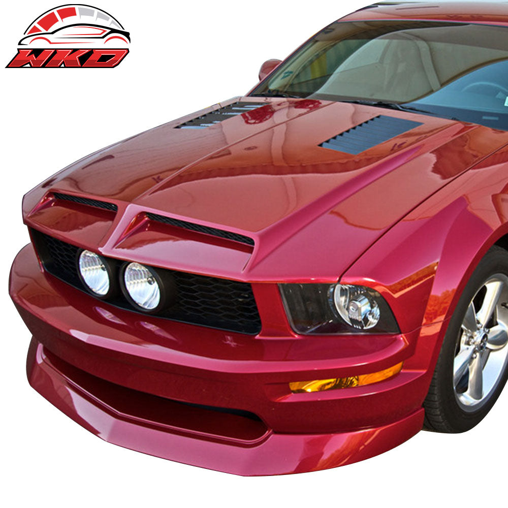 Fits 05-09 Ford Mustang GT V8 IKC Style Front Bumper Lip PU Painted #UA Ebony