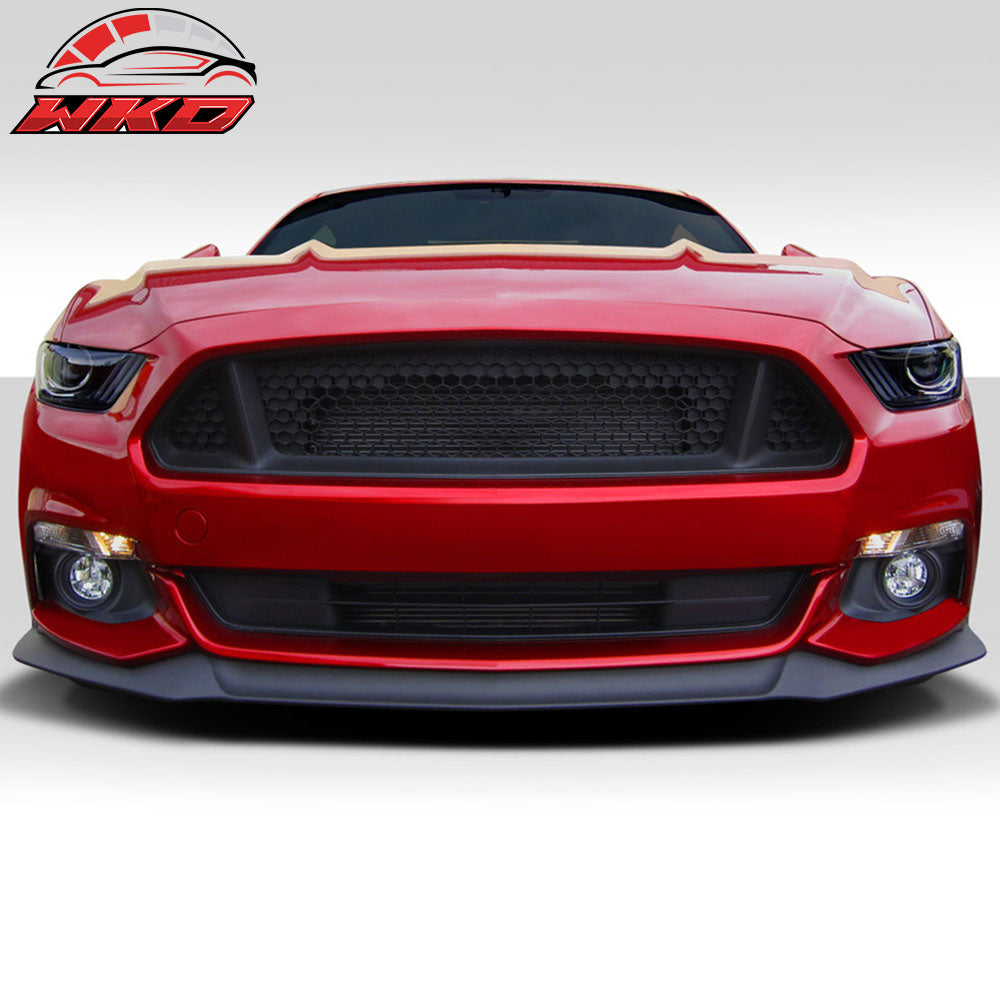 Fits 15-17 Mustang Front Bumper Lip Spoiler Performance Style Unpainted Black PU