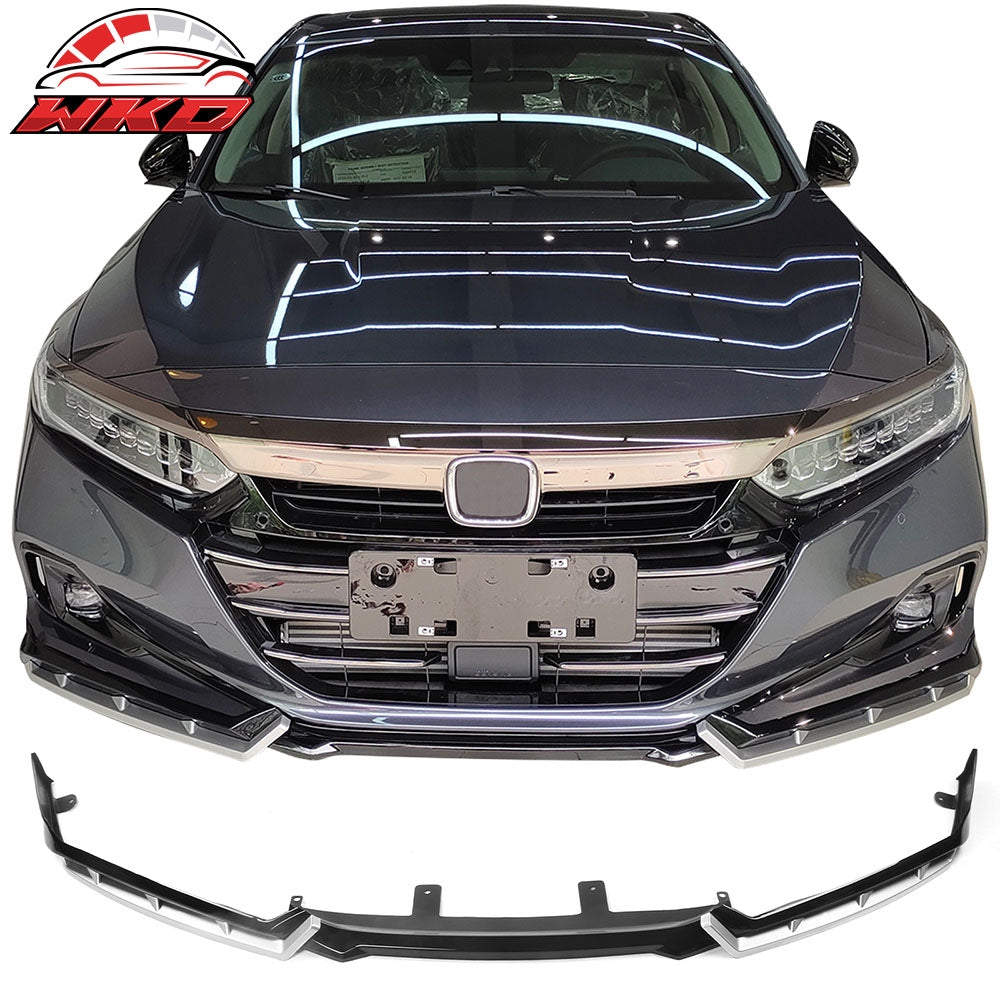 Fits 21-22 Honda Accord IKON Gloss Black Silver PP Front Bumper Lip Spoiler 5PCS