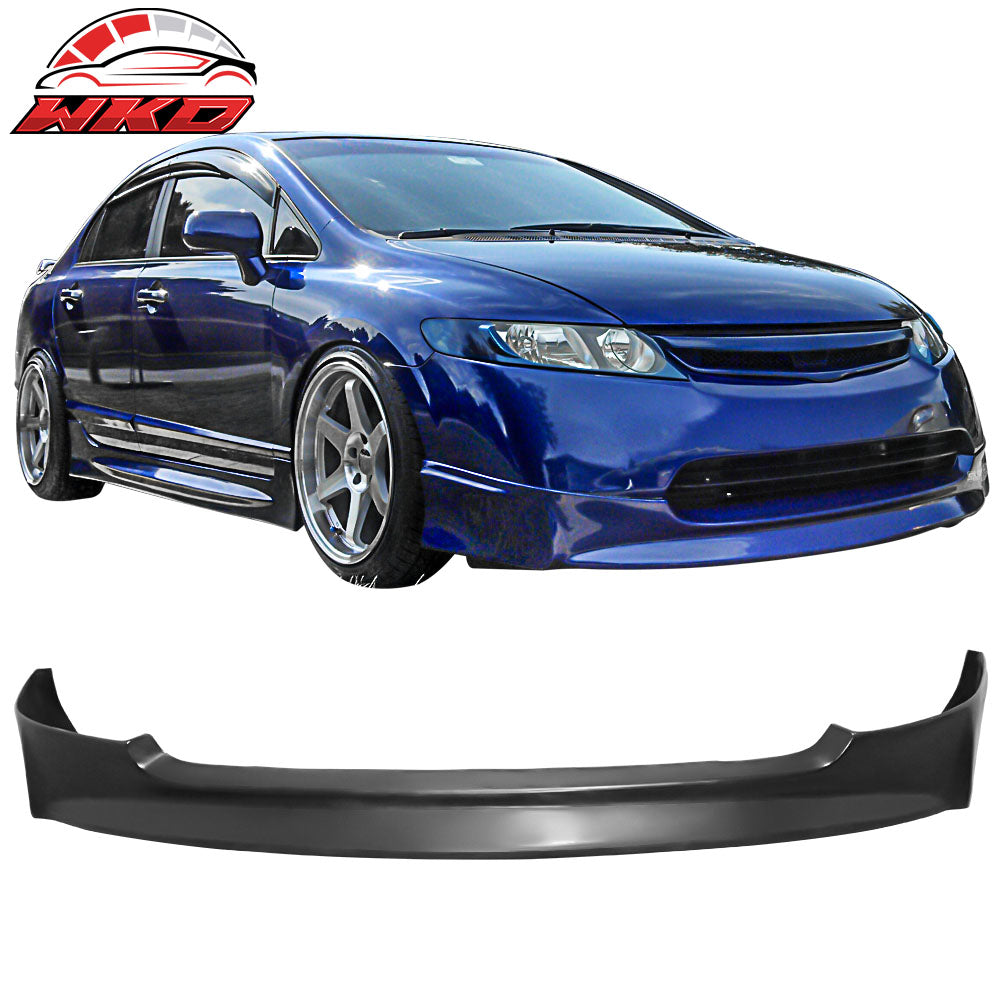 Fits 06-08 Honda Civic Sedan Mugen Style Front Bumper Lip Spoiler Unpainted PU