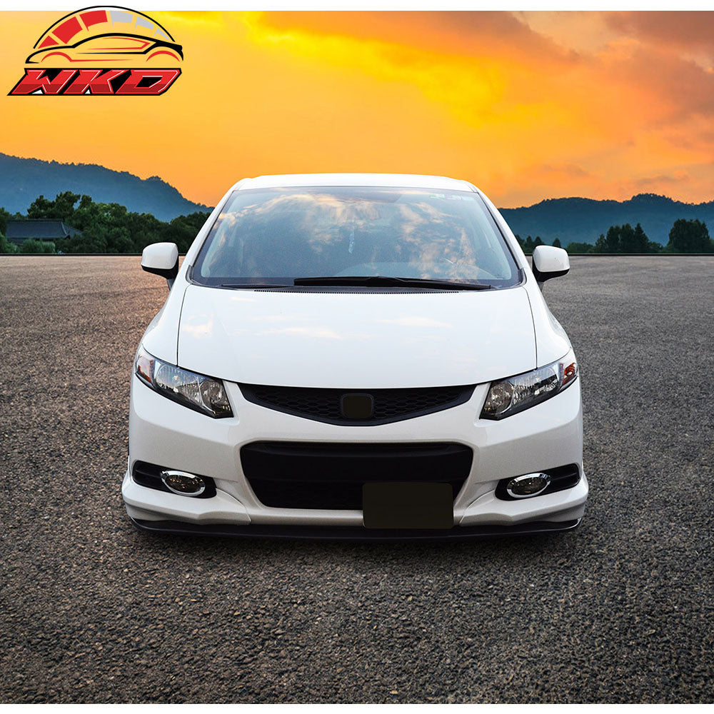 Fits 12-13 Honda Civic Coupe HFP Style Front Bumper Lip Spoiler Side Apron PU