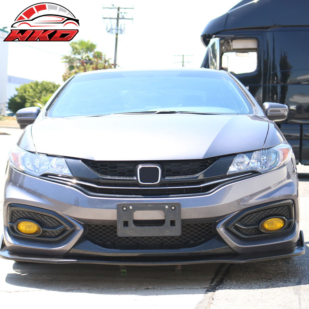 Fits 14-15 Honda Civic Coupe 2Dr CS2 Style Unpainted Front Bumper Lip Spoiler PU