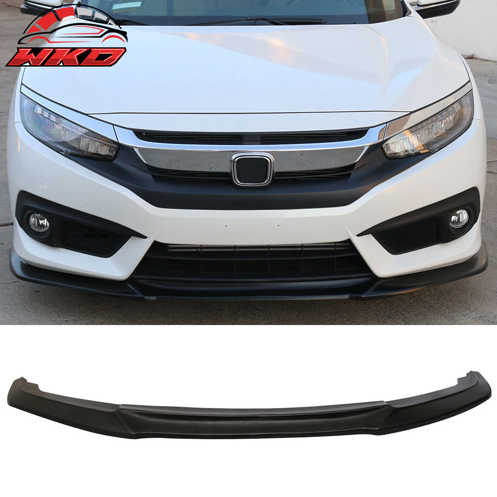 Fits 16-18 Honda Civic IKON GT Style Unpainted Front Bumper Lip Splitter PU