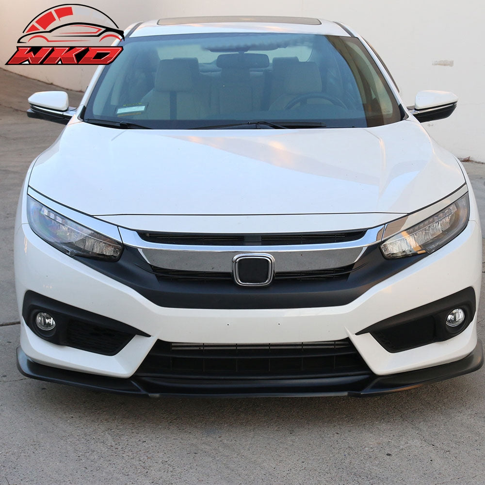 Fits 16-18 Honda Civic IKON GT Style Unpainted Front Bumper Lip Splitter PU