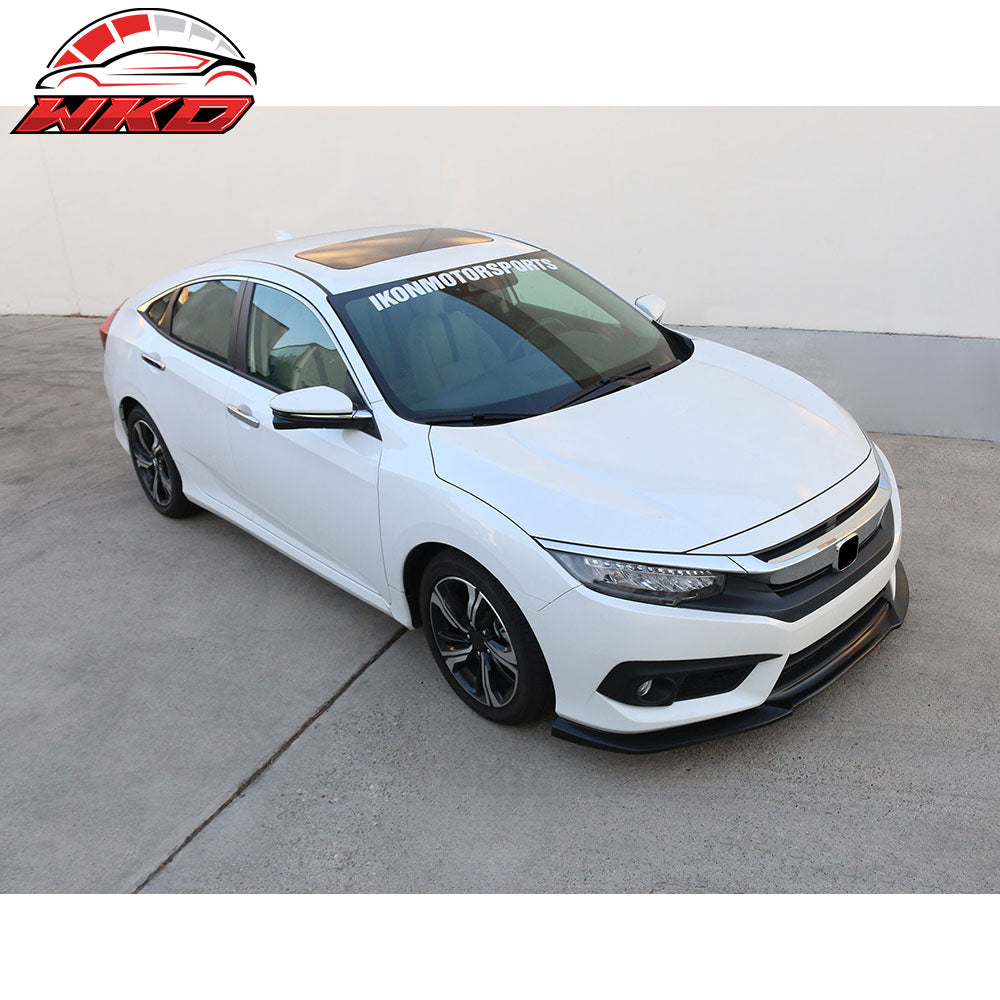Fits 16-18 Honda Civic IKON GT Style Unpainted Front Bumper Lip Splitter PU