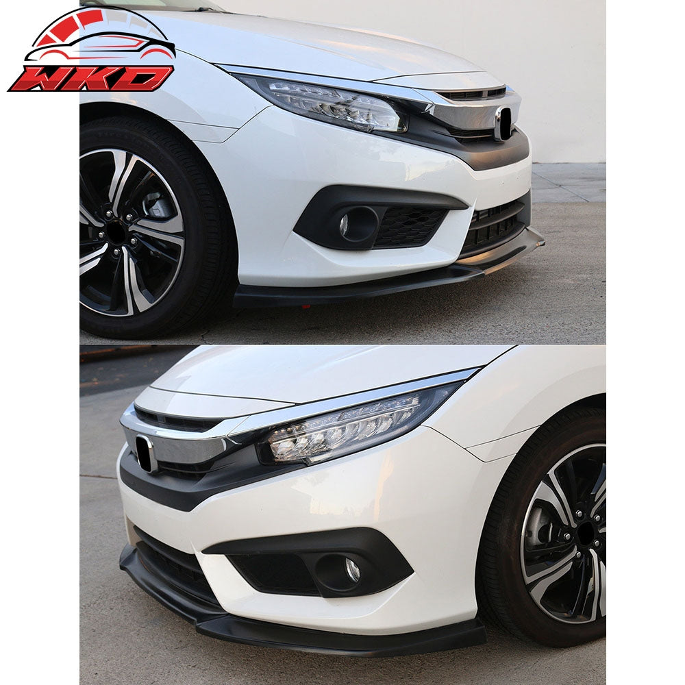 Fits 16-18 Honda Civic IKON GT Style Unpainted Front Bumper Lip Splitter PU