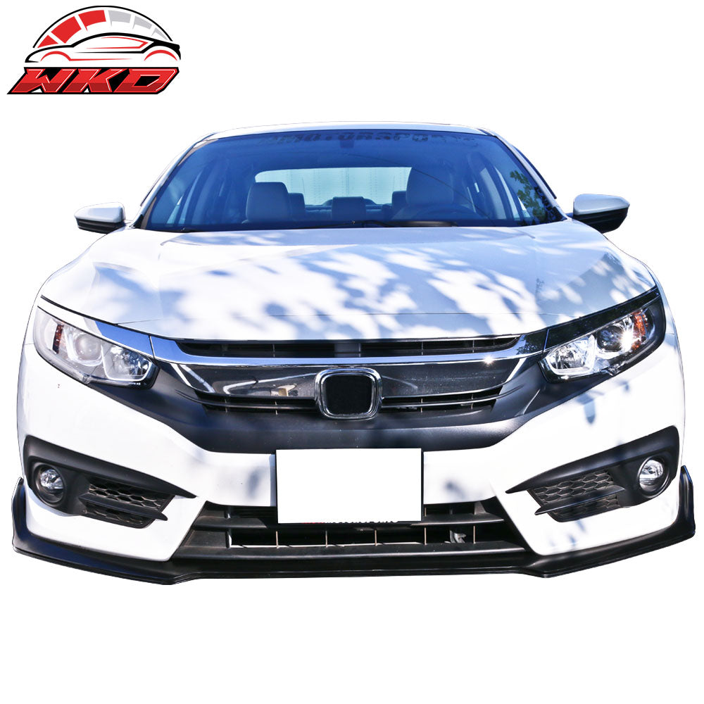 Fits 16-18 Honda Civic 10th Gen Non-Si Type R Style Front Bumper Lip Spoiler PU