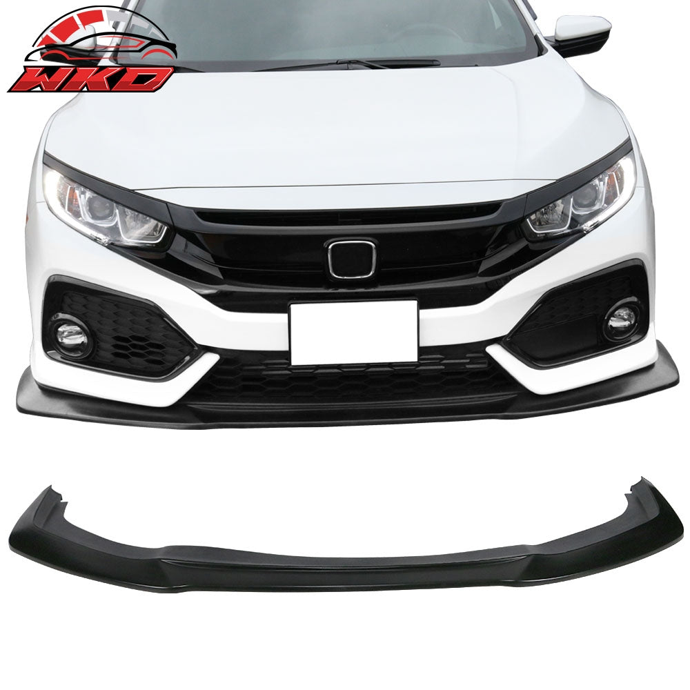 Fits 17-21 Honda Civic Si 4DR Hatchback GT Style Front Bumper Lip Black 1PC PU