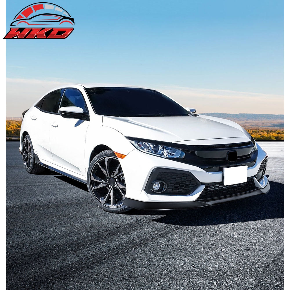 Fits 17-21 Honda Civic Si 4DR Hatchback GT Style Front Bumper Lip Black 1PC PU