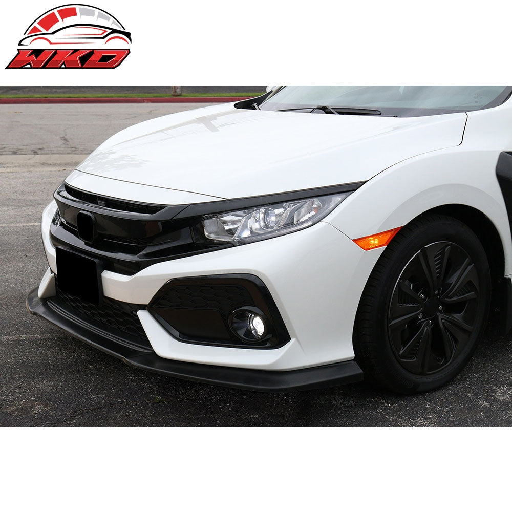 Fits 17-21 Honda Civic Si 4DR Hatchback GT Style Front Bumper Lip Black 1PC PU