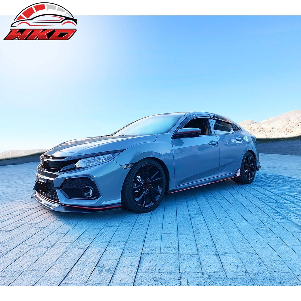 Fits 19-21 Honda Civic GT Style Front Bumper Lip Spoiler Kit Unpainted Black PU