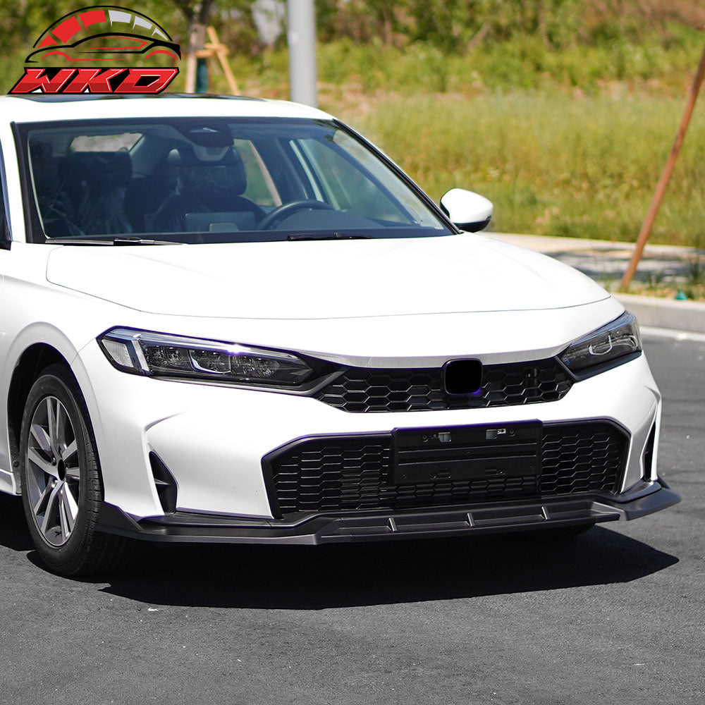 Fits 25-26 Honda Civic IKON Style 3PCS Front Bumper Lip Spoiler Chin Matte Black