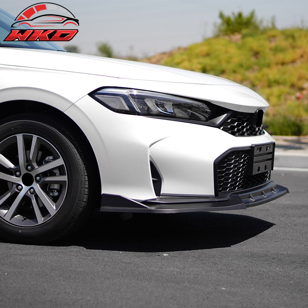 Fits 25-26 Honda Civic IKON Style 3PCS Front Bumper Lip Spoiler Chin Matte Black