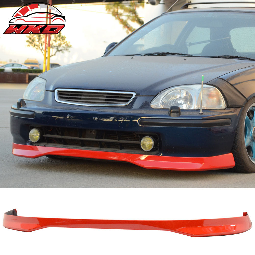 Fits 96-98 Honda Civic TR Style Front Bumper Lip Spoiler Splitter PU Painted Red