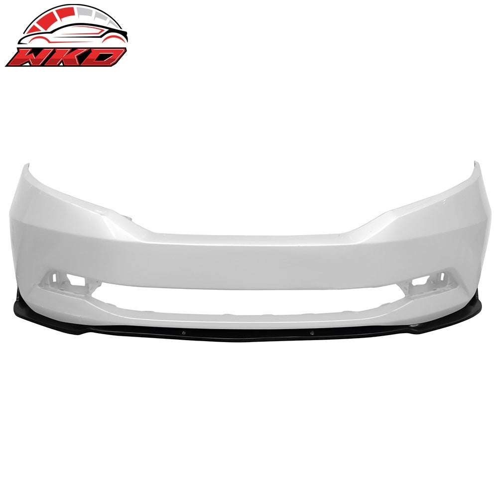 Fits 11-17 Honda Odyssey CK Style Front Bumper Lip Spoiler Unpainted Black PU