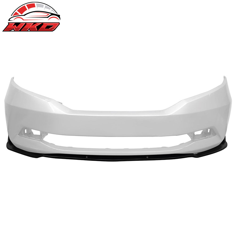 Fits 11-17 Honda Odyssey CK Style Front Bumper Lip Spoiler Unpainted Black PU